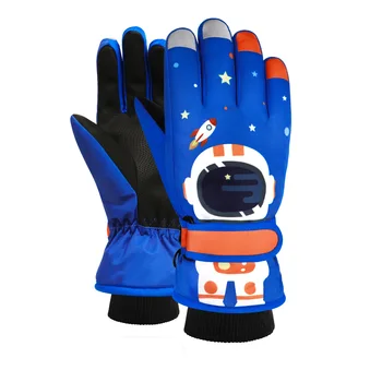 Astronaut Iarna Cald Mănuși de Schi copii cu Snowmobilul Ski Snowboard Mănuși Mănuși Impermeabile pentru baieti Copii Desene animate Spațiu