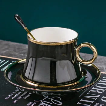 În Stil European Small Luxury Simplu Foita De Aur Ceramice Cana De Cafea Set Stil Mediteranean, Flori, Ceai Negru, Ceai După-Amiaza Cupa