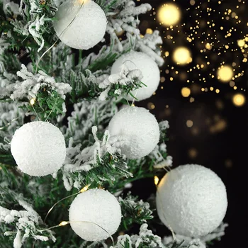 4-10cm Alb Minge de Crăciun DIY Meșteșug Navidad Decor pentru Acasă de Anul Nou, Pom de Crăciun Agățat Ornament Pandantive Rotunde Bile de Spumă