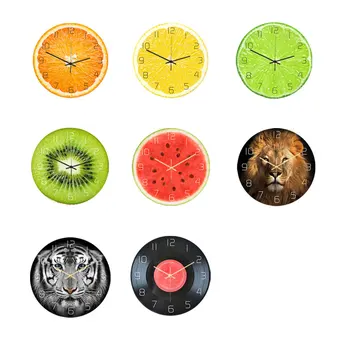 Imprimare UV Fructe de Animale Ceas de Perete Acrilica Kiwi Pepene verde Pictura Mut Agățat de Perete Ceas de Ceas Living Home Decor