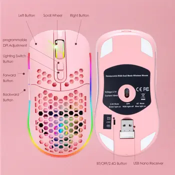 Trei-modul de 2.4 G Bluetooth Exigibilă Mouse de Gaming 1600DPI Optice Mut Mouse-ul RGB Șoareci fără Fir USB Mause Pentru Gamer-Uri