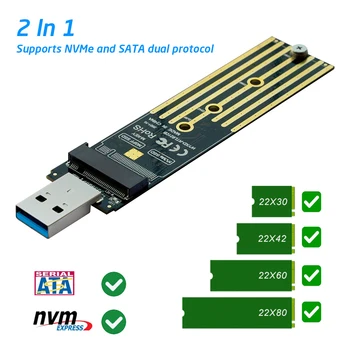 RTL9210B PCI-E USB 3.0 Intern Converter Card de 10Gbps USB3.1 Gen 2 Cabina de Caz pentru NVME PCIE unitati solid state SATA M/B Cheie 2230/2242