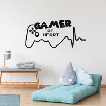 Detașabil Gamer La Inimă Decalcomanii de Perete Camera de Joc Video de Joacă Vinil Autocolant Perete Adolescenti Cameră Băiat Dormitor de BRICOLAJ Home Decor