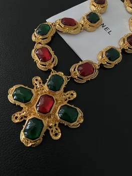 Epocă de aur de culoare încrustat femeie simplă colorate colier moda bijuterii