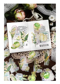 15 buc/sac 3D Aurire animale de COMPANIE Pachet Autocolant Yamano Poezie Mici Plante Proaspete Piersici Boabe de Lamaie Apple Die-decupare Autocolante Decorative
