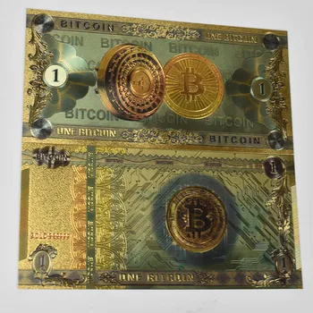 Plin de culoare de Aur de Culoare Folie Un Bitcoin plastic de suveniruri bancnote BTC Bani Bancnote pentru colectarea și cadouri