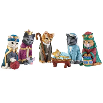 Amuzant Pisica Familiei Regale Rasina De Artizanat, Ornamente De Crăciun, Nașterea Domnului Figurine Miniaturi Sărbătoare Creștină Cadou Creativ Decor