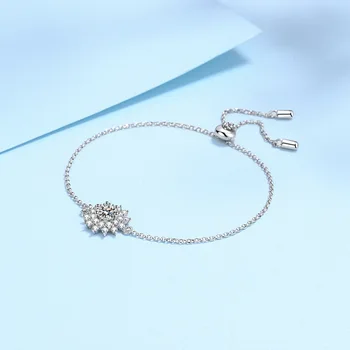Floarea-soarelui S925 Argint Brățară pentru Femei De 0,5 Carate Moissanite Diamant de Ajustare Bratara de Logodna Bijuterii 1 Bucată de Transport maritim