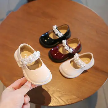 Primăvară Pentru Sugari Pantofi Din Piele Pentru Copii Fete Toddle Pantofi Cu Perla De Brevet Piele Pantofi De Jos Copiilor Moale Pantofi De Partid