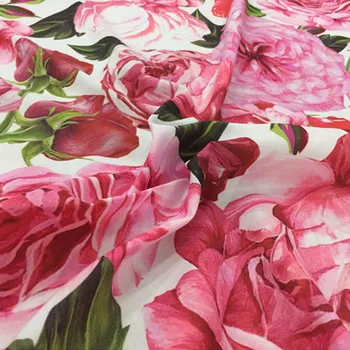 145 cm Lățime de Moda Roz de Flori de Trandafir Imprimat Imita Tesatura de Bumbac Pentru Femei/Copii Rochie Bluza Pantaloni DIY Pânză de Cusut Material