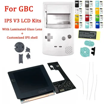 IPS V3 Original Gri Laminat Ecran LCD Kituri cu Coajă de Locuințe pentru GBC Evidenția Ecran IPS LCD Kituri cu variator de Logo-ul