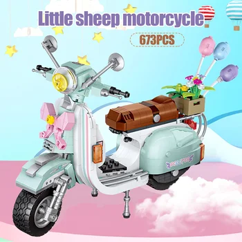 Mini Lux Motocicleta Oaie Model de Vehicul Blocuri DIY Cărămizi Jucării Educative pentru Copii Fete Cadouri