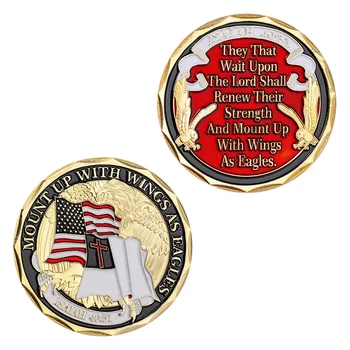 Isaia Suveniruri Monede Muntele cu Aripi Ca Vulturii Statele Unite ale americii de Pavilion Rugăciune de Colecție Placat cu Aur Monedă Comemorativă