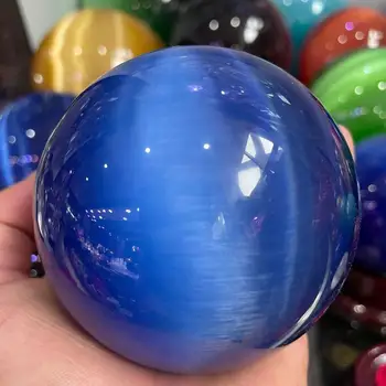 4-10cm naturale albastru ochi de pisica glob de cristal divinație energie minge de piatra fotografie decorare mingea