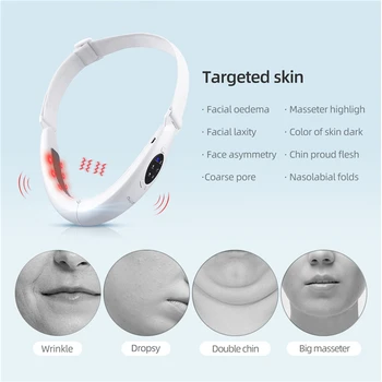 CkeyiN în Formă de V Facial de Ridicare Dispozitiv de Slabit Fata de Strângere Mașină de Terapie Lumina Roșie la Gât EMS Masaj Eliminarea Barbiei Duble