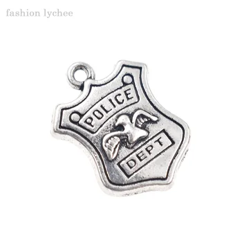Moda lychee 10buc Mini Departamentul de Poliție Insigna de Argint de Culoare Pandantiv Margele Pentru a Face Bijuterii Accesorii
