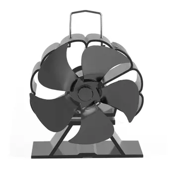 6 Lame De Căldură Alimentat Aragaz Fan Black Șemineu Log Arzător De Lemn Eco-Friendly Fan Liniștit Acasă Eficient De Distribuție A Căldurii