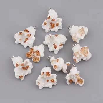10buc 3D Popcorn Alimente Rășină Farmece Kawaii Drăguț Breloc Farmecele pentru Cercei Bratari Bijuterii Diy Accesorii Consumabile