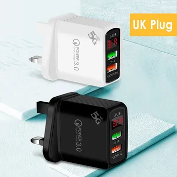 Rapid de Perete Încărcător USB 2USB Port-NE UE UK Plug QC3.0 Digital cu LED Display Rapid de Încărcare Adaptor Încărcător Pentru Samsung Xiaomi