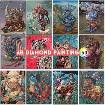 AB Diamant Pictura Kit de Animale Amuzant broasca Testoasa Dragon 5D DIY Mozaic Broderie Cusatura Cruce Arta Autocolante de Perete Decor Acasă