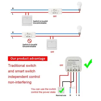 16A Tuya Wifi Smart Switch App Control de la Distanță WiFi Comuta Modul de 90V-240V Suport Comutator Extern Funcționează Cu Alexa de Start Google