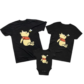 Mama Copii T-Shirt Copil de Vara cu Maneci Scurte Romper Winnie the Pooh Tipărite de Potrivire de Familie Tricouri Harajuku Tee Haine Nou-nascuti