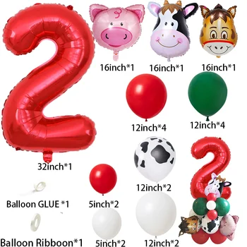 22buc Animalelor de Fermă Vaca/Porc Baloane Turn Set 1-9 32inch Figura Balon Copii Petrecere de Aniversare Fericită Decorare Fermă Consumabile Partid