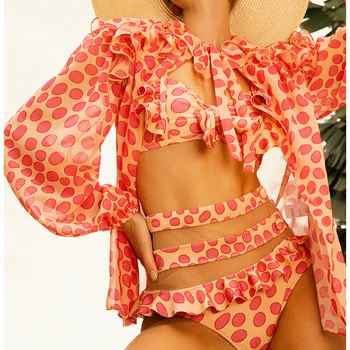 Bikini Bandeau Separate costume de Baie Femei Costum de Surf Purta Print Floral de Vară pe Plajă Biquini Naranja 2022 Lux pantaloni Scurți Bourkini