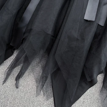 Banulin Designer Pista Subțire Solid De Pe Umăr Topuri + Ochiuri Midi Fusta De Moda Pentru Femei 2 Piese Seturi Rochie Neagră Costume De Haine
