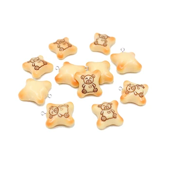 10buc Coreea de Animal Urs Biscuit Cookie Rășină Farmece Diy Cercei Colier Breloc Bijuterii Drăguț Simulare Alimente Pandantiv C226