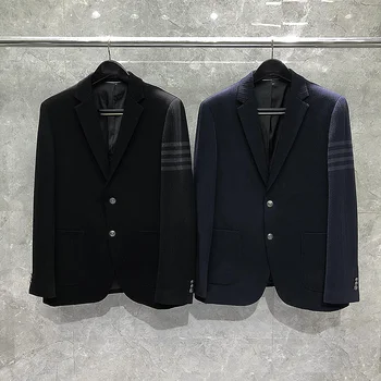 TB THOM Jachete Barbati 2022 Primăvară Brand de Moda Blazer Clasic Tonal Black 4-Bar Stripe Straturi de Afaceri Formale Sacou Costum