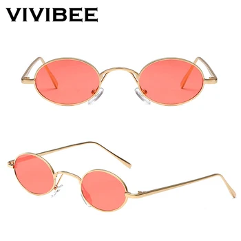 VIVIBEE Vintage Oval Mic ochelari de Soare pentru Femei 2021 Trend Cadru Metalic de Aur Retro Doamnelor Mini-Ochelari de Soare Moda Nuante