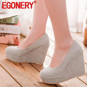 EGONERY vara noul model panta toc rotund toe piele de căprioară pantofi femei ventilație confortabilă birou doamnă concis culoare solidă