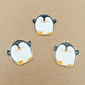 10buc/Mulțime de Bijuterii de Moda 22x22mm Pinguin Formă Email Farmecul Brățară Cercei Colier DIY Bijuterii Pandantive