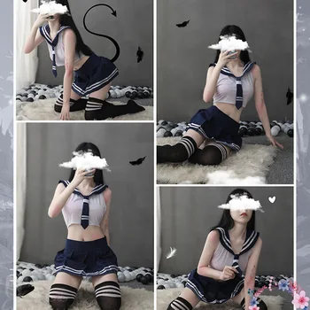 Sexy Fată Școală Uniforme Japoneze JK Student Costume Cosplay Costum de Marinar cu Spatele gol Femei Set de Lenjerie de corp jocuri de Rol de sex Feminin Lenjerie