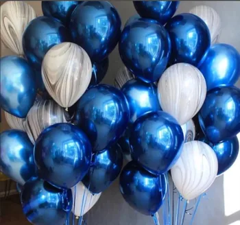1set Albastru Metalizat Amestecat Marmură Neagră de Agat Latex cu Heliu Balon Fericit Ziua de nastere Decoratiuni de Partid Adult Baloane Nunta Supplie