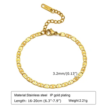 Culoare de aur Plat Mariner Bratari de Lanț pentru Femei, Elegante din Otel Inoxidabil Lant de Ancora Bratara Cadou Bijuterii