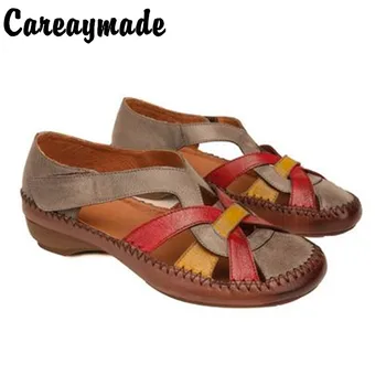 Careaymade-piele naturala pantofi pentru femei de Culoare de potrivire moale cu talpi de pantofi vintage de mână cusute culoare frecare sandale confortabile