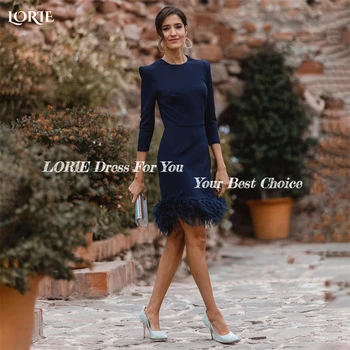 LORIE Lux Bodycon Rochii de Seara O-Neck Mâneci Capac Genunchi-Lungime Dubai Rochie de Bal Saudită Mireasa Rochii de Petrecere robe de soirée