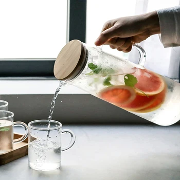 1000ML/sticla 1500ML explozie-dovada rece ceainic, rezistent la temperaturi ridicate rece ceainic, bambus capac pahar de Suc de Cafea, fierbător de apă