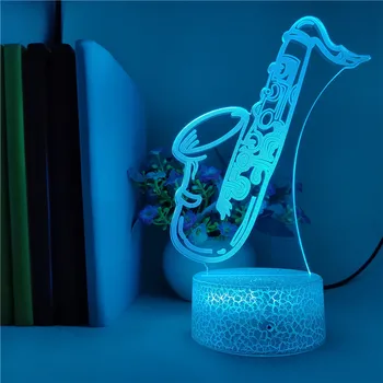 Vioara, Violoncel, Chitara, Saxofon Instrument Muzical Lumina de Noapte cu Led-uri pentru Copil Schimbare de Culoare 3D Decorative Tabelul Veioza pentru Dormitor