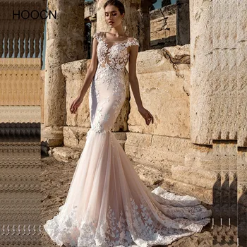 HERBURNL Pe Sshoulder Printesa Sirenă Scoop Romantic Rochie de Mireasa 2022 Moda Aplicatii Personalizate Robe De Mariée