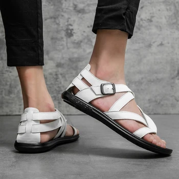 YEINSHAARS Barbati Gladiator Sandale de Vara Pista Pantofi Albi Piele Flip Flop Designer Curea 2022 Diapozitive Papuci Moi Roman