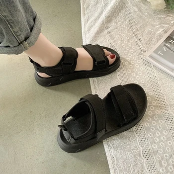 Moda coreeană Solidă Sandale Sport Pentru Femei 2022 Vara Apartament Nou Non-alunecare Pantofi Fund Gros Respirabil Sandale Casual sex Feminin