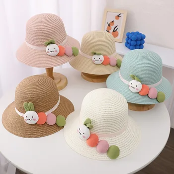 Moda De Vară Pentru Copii Paie Pălărie Drăguț Caterpillar Fete Palarie De Soare Geanta Pentru Copii Fete De Turism Holiday Beach Hat Respirabil Copil Pălărie