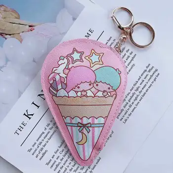 Kawaii Sanrios Kuromi Melodia Mea Cinnamonroll KT de cat înghețată forma de breloc PU Card de Acces Maneca Monedă Sac de Depozitare fata cadou