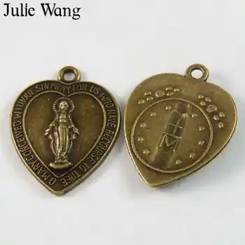 Julie Wang 20BUC Bronz Antic Rotund Fecioara Maria Citate Biblice Farmecele Pentru Colier Pandantiv Brățară Bijuterii Accesorii
