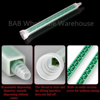 10 BUC FMC08-32/FMC08-24/FMC06-24 de Rasina de Plastic Mixer Static Tub Duze Pentru Duo Pack Epoxidice Forma Patrata de Culoare Verde
