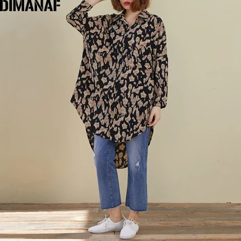 DIMANAF Femei Bluza Tricouri Primavara-Vara Lady Topuri Tunica Supradimensionat Sifon de Epocă Leopard Liber Casual 2021 Maneca Lunga Coreea