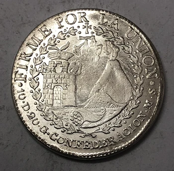 1838 Peru 8 Reales la Sud de Peru COPIA placat cu argint monede